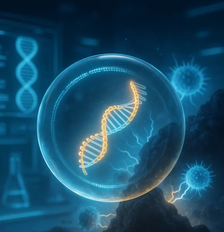 Visual representation of mRNA vaccine targeting cancer cells
