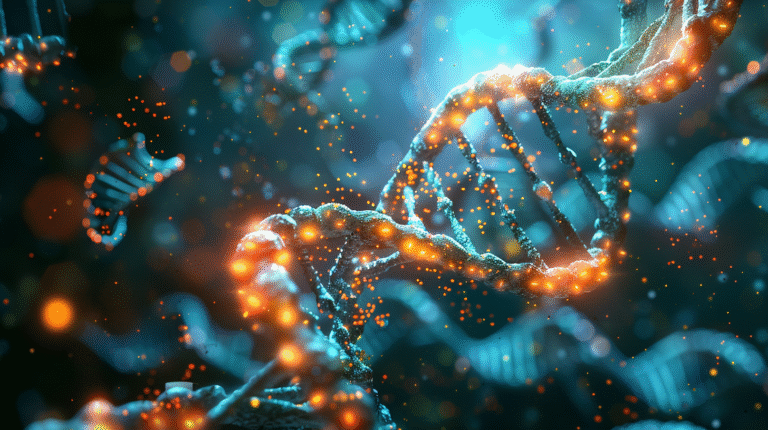 Scientific illustration of the oncogene SLC35F2 acting as a transporter protein on a human cell membrane, allowing queuine and queuosine micronutrients to enter the cell, with DNA helix in the background.