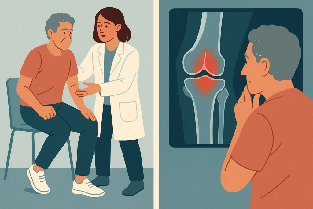 Exercise builds confidence, X-ray images push patients toward surgery fears.