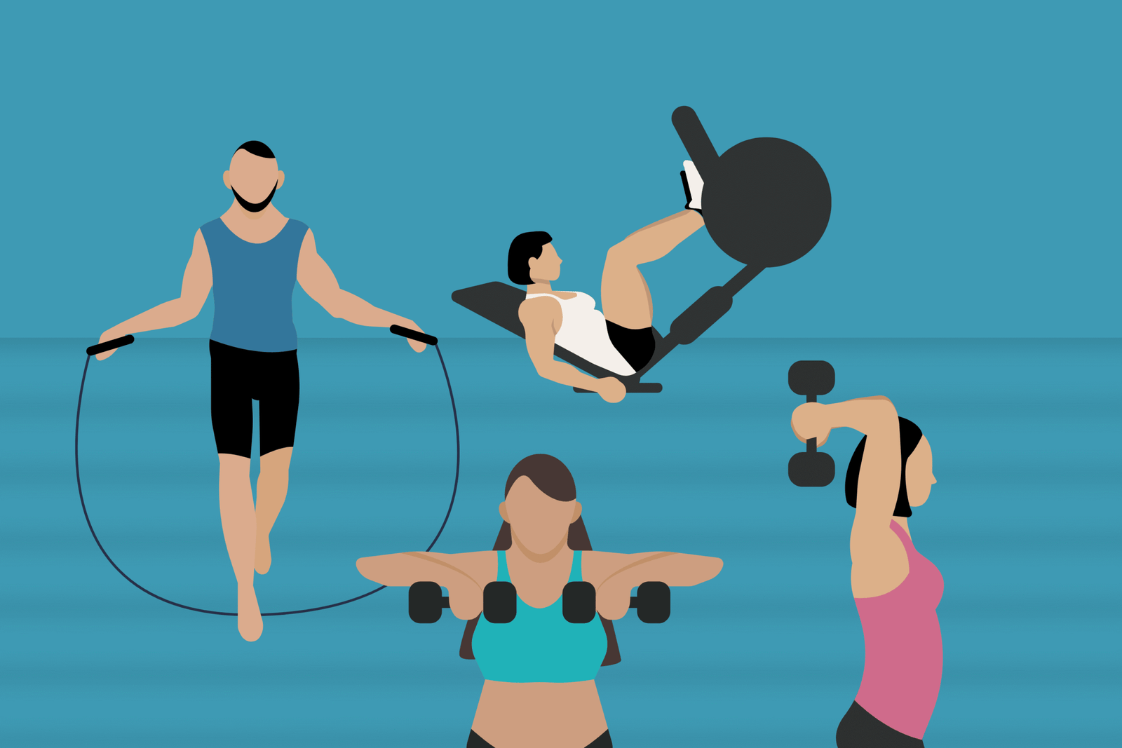 Workout, Fitness, Gym illustration.