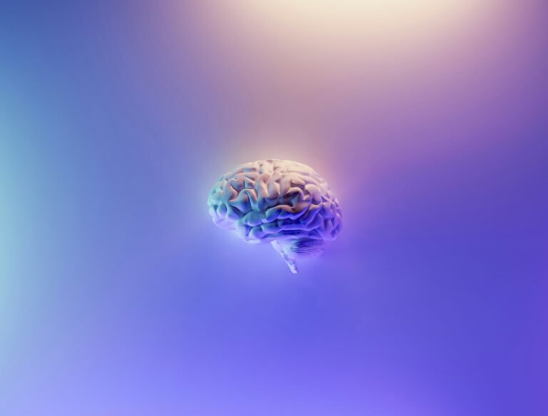 Brain glowing with blue accent background