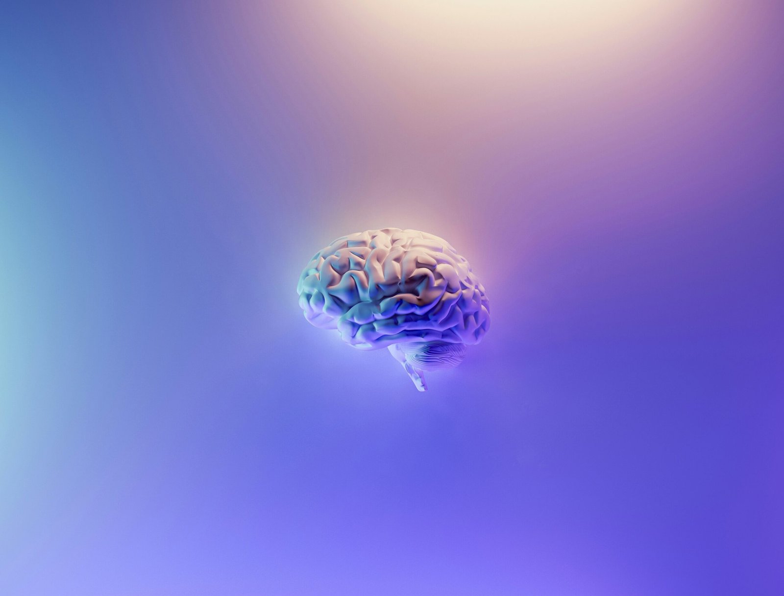 Brain glowing with blue accent background