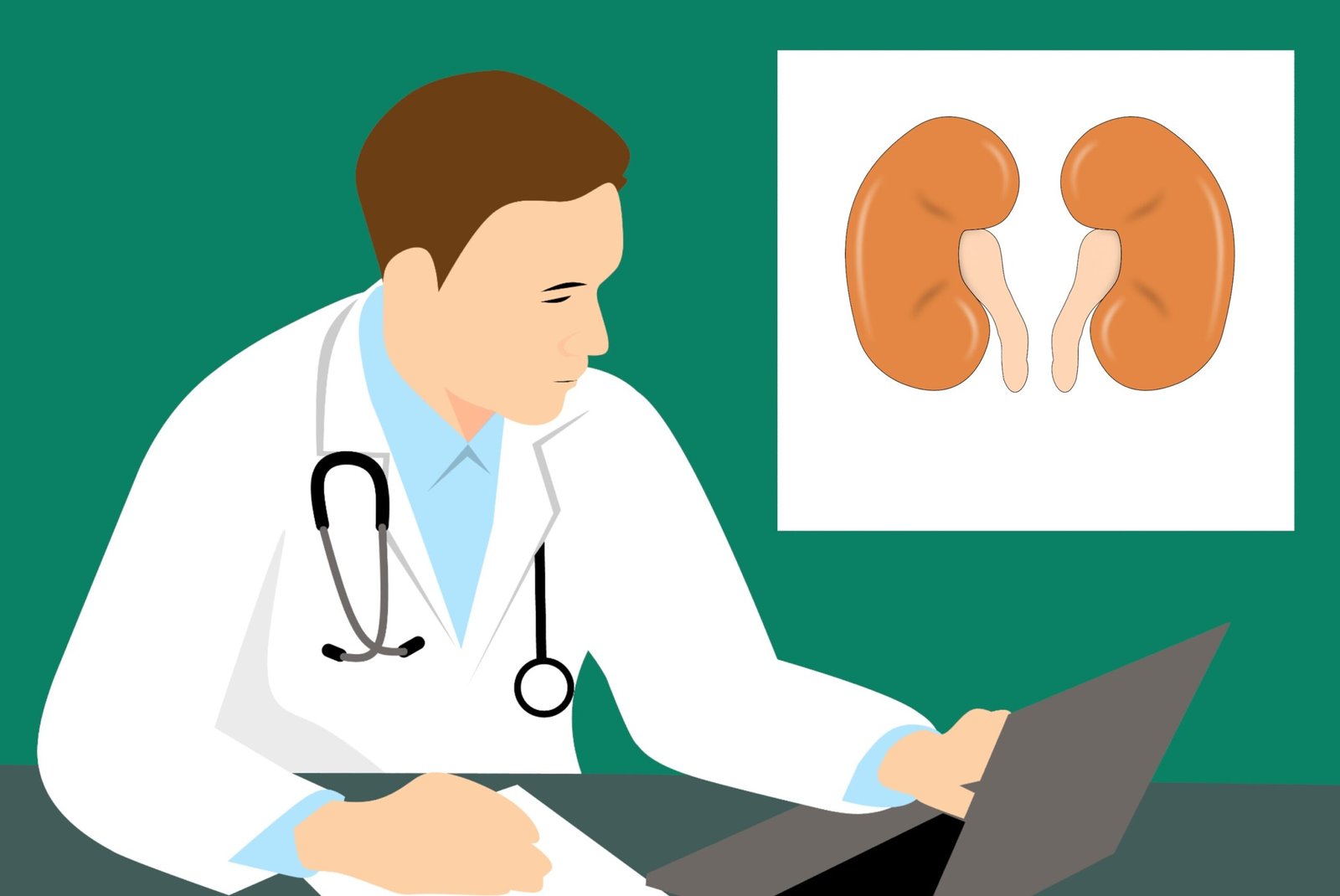 Kidney, Anatomy, Biology illustration. 